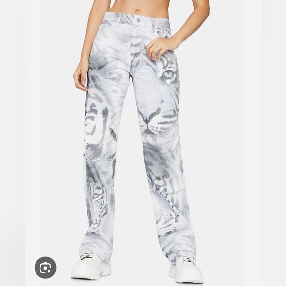 Jaded London TIGER FADE PRINT SLOUCHY FIT JEANS size 25 rare - Picture 2 of 8